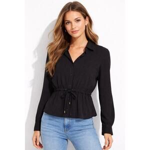 Calvin Klein Black Long Sleeve Button Down Top Women’s size Small